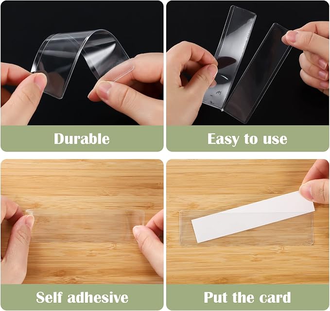 60 Pack 1.2" x 4.3" Self Adhesive Label Holders - Image 4