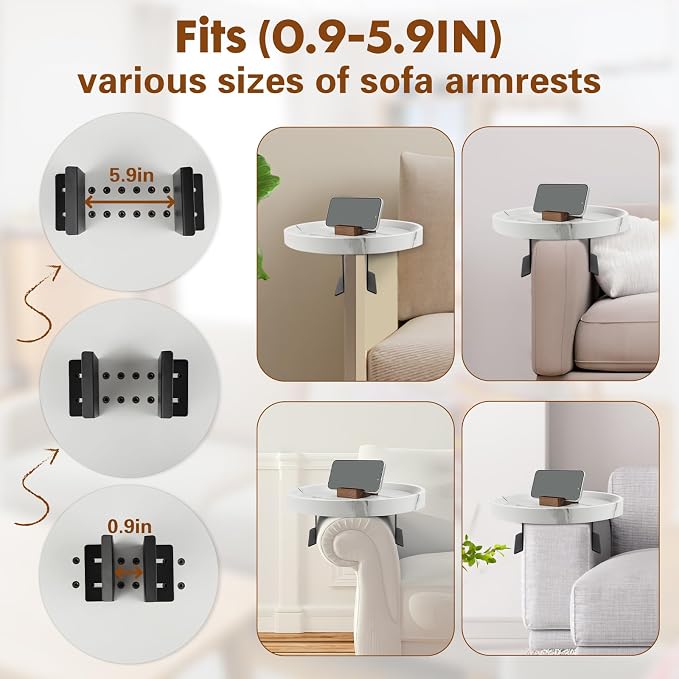 Couch Tray, Adjustable Couch Table and Detachable Wooden Couch armrest Tray - Image 3