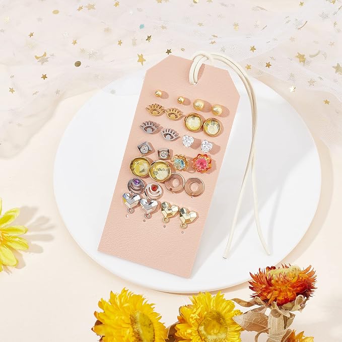 OLYCRAFT 7Pcs Portable Leather Earring Holders Pierced Earring Display Card - Image 6