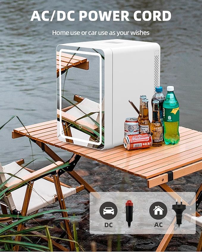 20L Skincare Fridge with Mirror & LED Lighting, 3-Mode Dimmable, Cooler & - Image 7