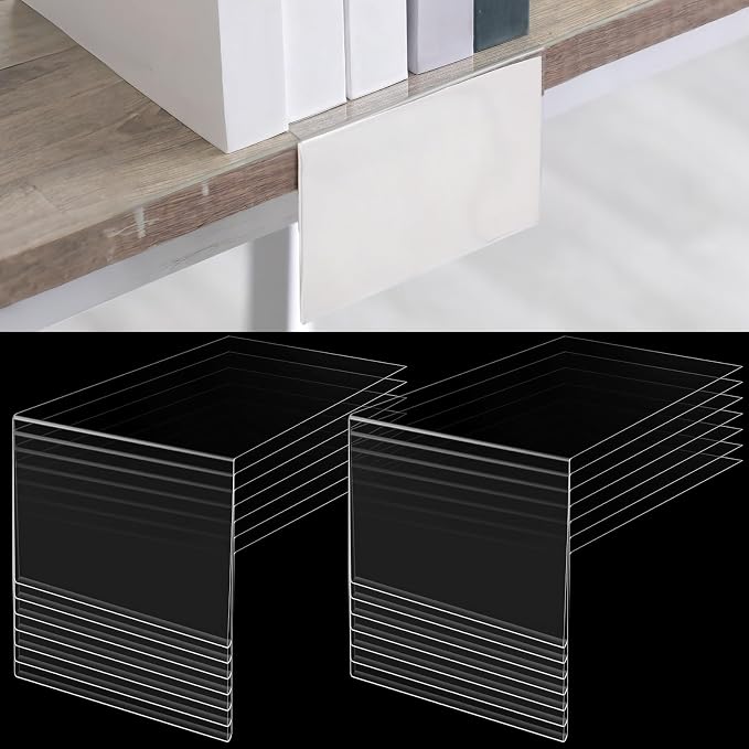 Containlol 15 Pieces Clear Shelf Label Holders Moveable Shelves Tags Moveable by Containlol