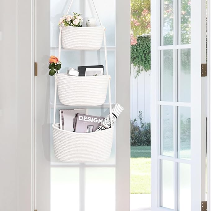 Hanging Basket, 3-Tier Woven Wall Basket - Image 3