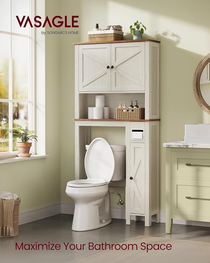 VASAGLE Over the Toilet Storage Cabinet, Adjustable Shelves, Space-Saving | - Image 3