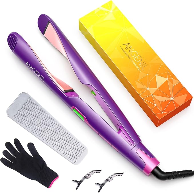 ANGENIL Professional Ion Flat Iron Curling Iron in One, Hair Straightener and by ANGENIL