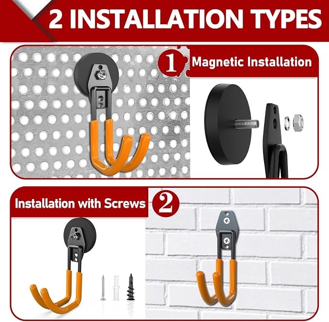 3-H Heavy Duty Magnet Garage Hooks 2 Pack, J Shape Strong Magnetic Hooks - Image 2