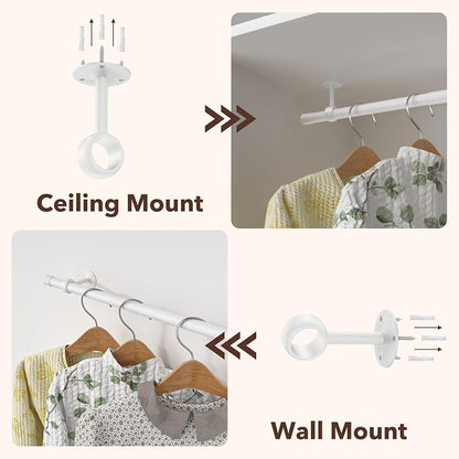 SUTINE Closet Rod, Closet Rods for Hanging Clothes, 17 to 67 inch Adjustable - Image 4