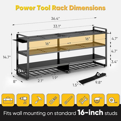 Large Power Tool Organizer Wall Mount, 4 Layers Heavy Duty Metal Loads 400lbs - Image 6