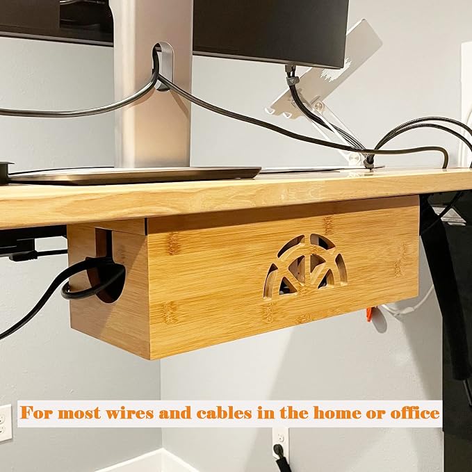 Cable Management Box, Cord Organizer Box, Bamboo Cable Organizer Box - Image 5