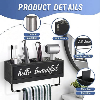 Hair Dryer Holder Wall Mounted, Hair Tools and Styling Organizer - Image 7