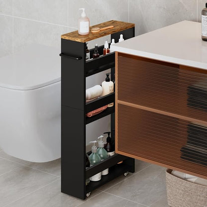 MARTY Rolling Storage Cart 4-Tier Black Kitchen Cart - Image 5