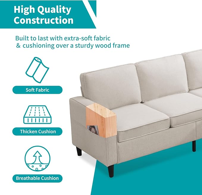BALUS 78" Living Room Couches Set, 3 Seater Sofa - Image 7