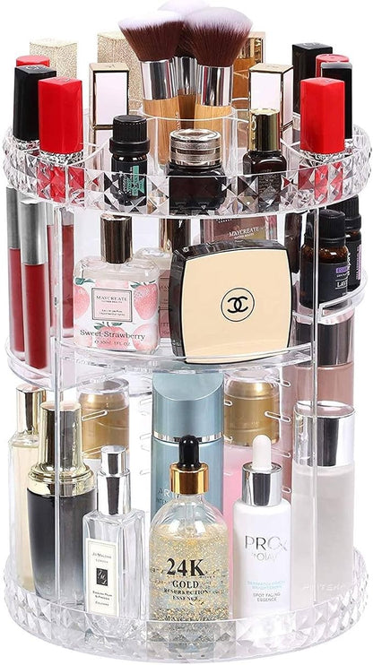 Rotating Makeup Organizer, DIY Adjustable Makeup Carousel Spinning Holder Rack by Laksmi