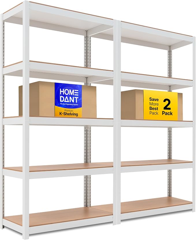 HOMEDANT House 5-Tier Laminated Metal Shelving Unit Adjustable Storage Utility by TheBestOrganizingSolution