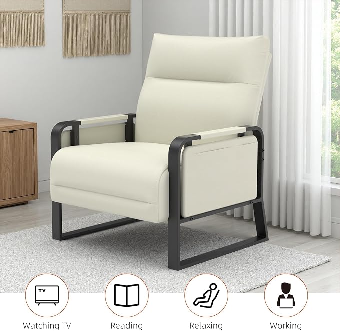 Upholstered Accent Chair, Modern Faux Leather Sofa Chair - Image 8
