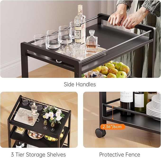 HITNET Bar Cart Black, Serving Cart - Image 7