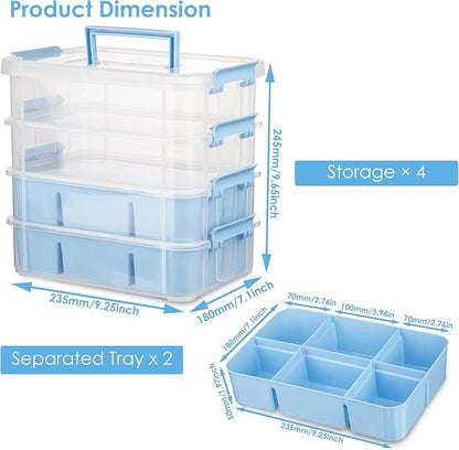 CraftGenes Art Supply Storage Organizer, 4-Tier 10 Qt Box, 2 Trays, Drawing - Image 3