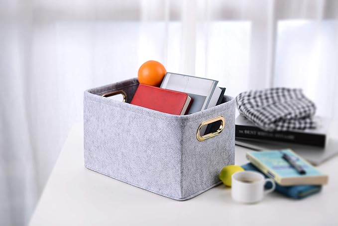 Collapsible Storage Bins Foldable Felt Fabric Storage Basket Organizer Boxes - Image 2