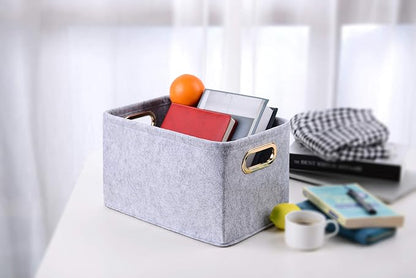Collapsible Storage Bins Foldable Felt Fabric Storage Basket Organizer Boxes - Image 2