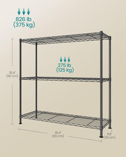 SONGMICS Storage Shelf, Metal Wire Shelving Unit, 3 Tier, Ink Black | - Image 3