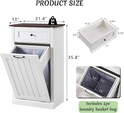 Tilt Out Laundry Hamper Cabinet, 10 Gallon Farmhouse Trash Can Cabinet - Image 2