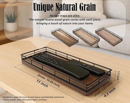 Acacia Wood Bathroom Vanity Tray, Kitchen Counter, Coffee Bar - Image 2