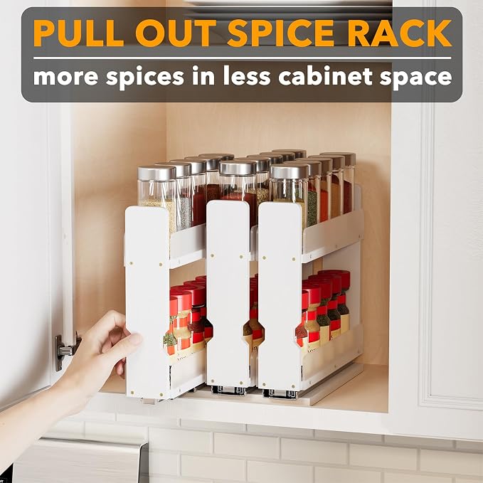 SpaceAid Bamboo Pull Out Spice Rack Organizer - Image 5