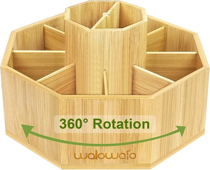 walowalo Bamboo Rotating Art Supply Organizer Caddy Holds 800+ Pencils Spinning - Image 5