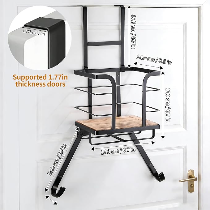 Ironing Board Hanger Wall Mount, Over the Door Iron Board Holder, Wooden & - Image 2