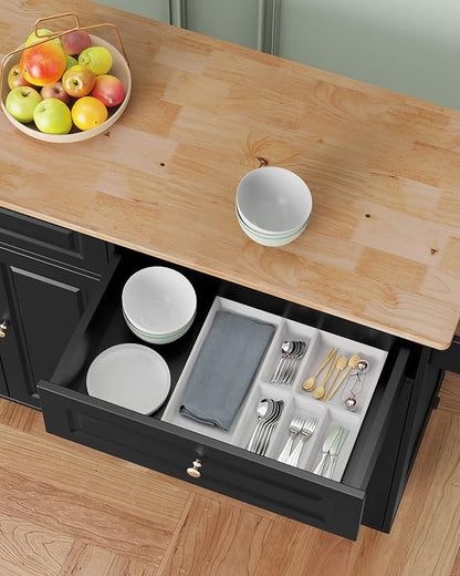 Kitchen Island with Storage, Kitchen Cart on 5 Universal Wheels, Mobile Kitchen - Image 7