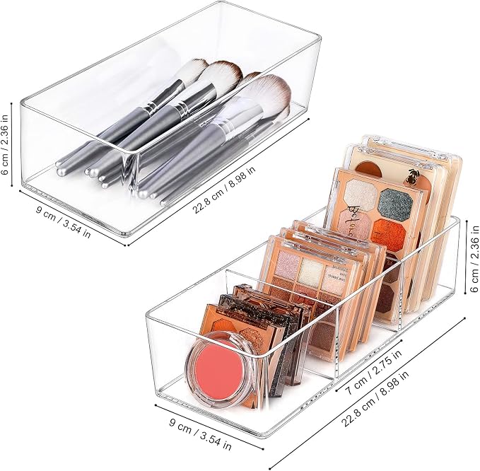 JessLab Acrylic Organizer, 2PK Cube Sections Makeup Organizer - Image 2