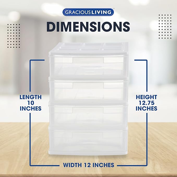 Gracious Living 4 Drawer Desktop & Countertop Organizer w/Organization Lid - Image 3