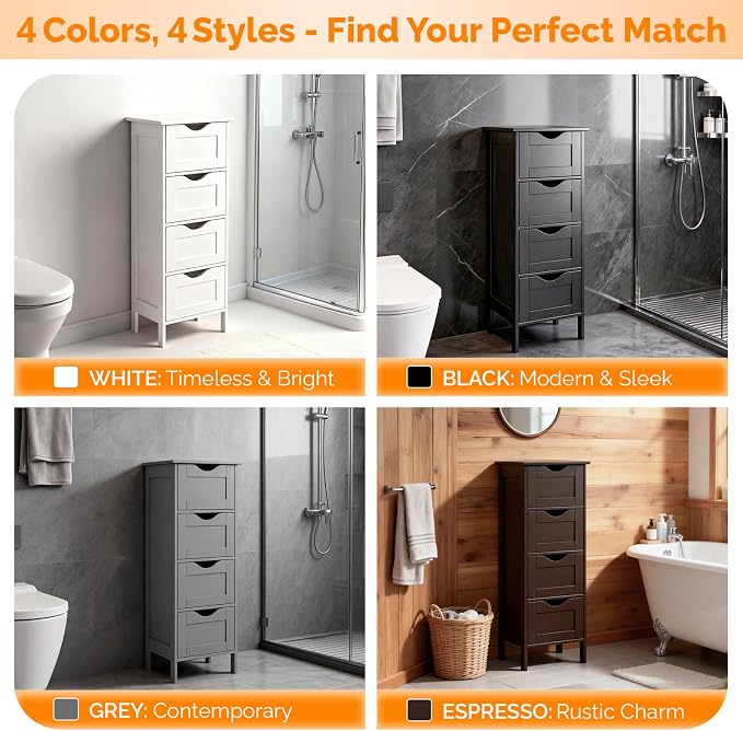 Bonnlo Skinny Bathroom Floor Storage Cabinet, Living Room - Image 9
