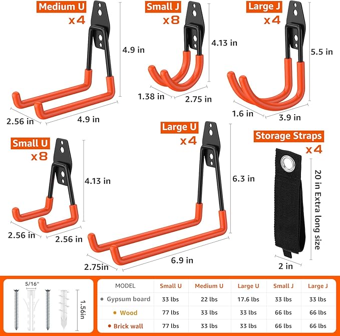 32 Pack Garage Hooks with Anti-Slip Coating Heavy Duty Wall Mount Hooks - Image 2