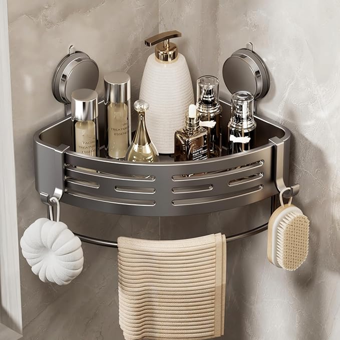 VOLPONE Shower Caddy Corner Suction Cup Shower Shelf Corner No Drilling by VOLPONE