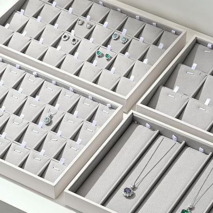Oirlv Velvet Stackable Jewelry Tray 32 Grids Pendant Organizer Display Showcase - Image 6