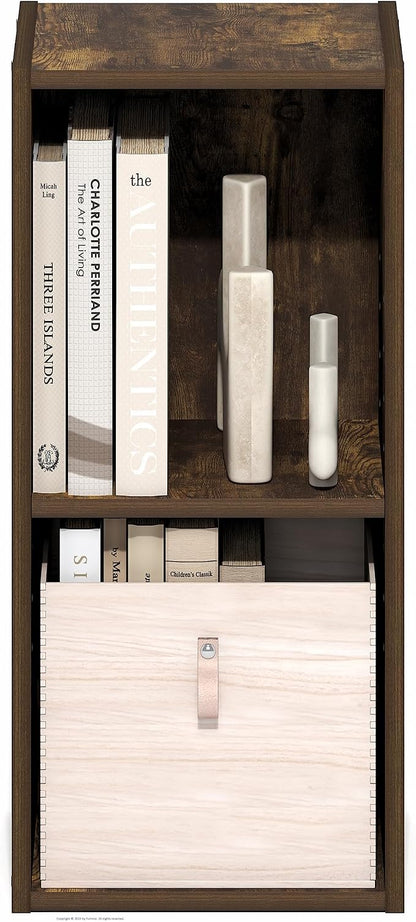 Furinno Fulda Book Shelf, 2-Tier Narrow Bookshelf, Bookcase - Image 5