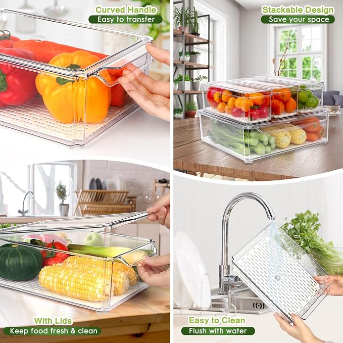 ZIJUND 4 Pack Fridge Organizer, Stackable Refrigerator Organizer Bins - Image 4