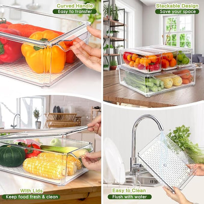 ZIJUND 4 Pack Fridge Organizer, Stackable Refrigerator Organizer Bins - Image 4
