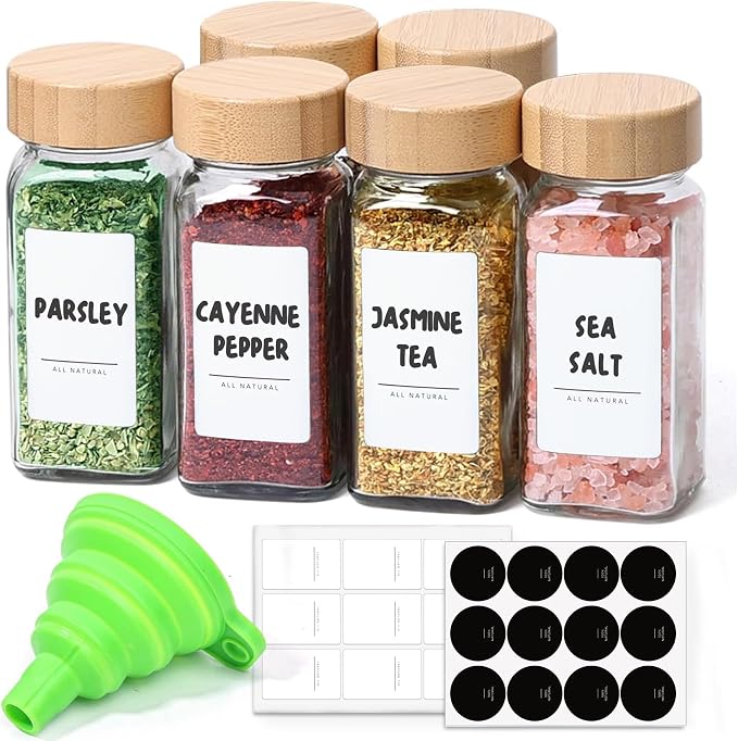 ComSaf 4 oz 6Pcs Glass Spice Jars by ComSaf