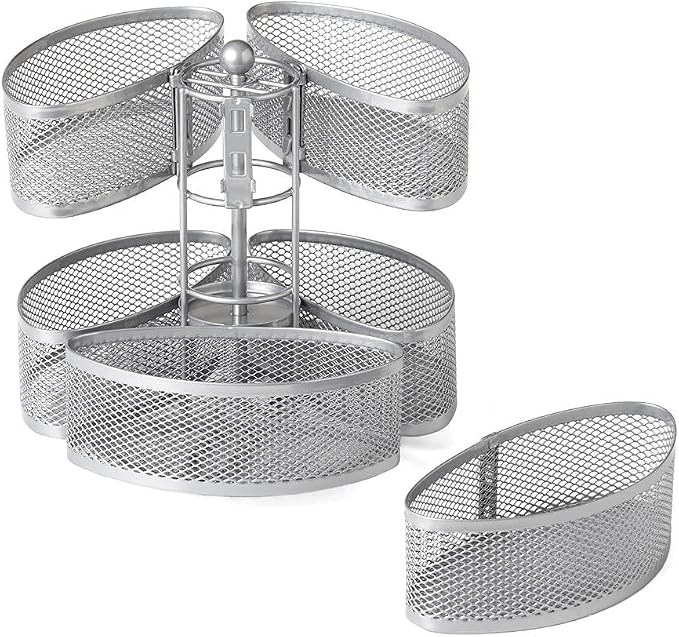 Nifty Organizing Carousel – Silver Finish, Spins 360-Degrees, Cosmetic Bathroom by NiftySolutions