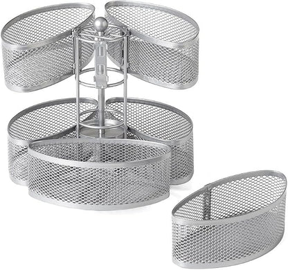 Nifty Organizing Carousel – Silver Finish, Spins 360-Degrees, Cosmetic Bathroom by NiftySolutions