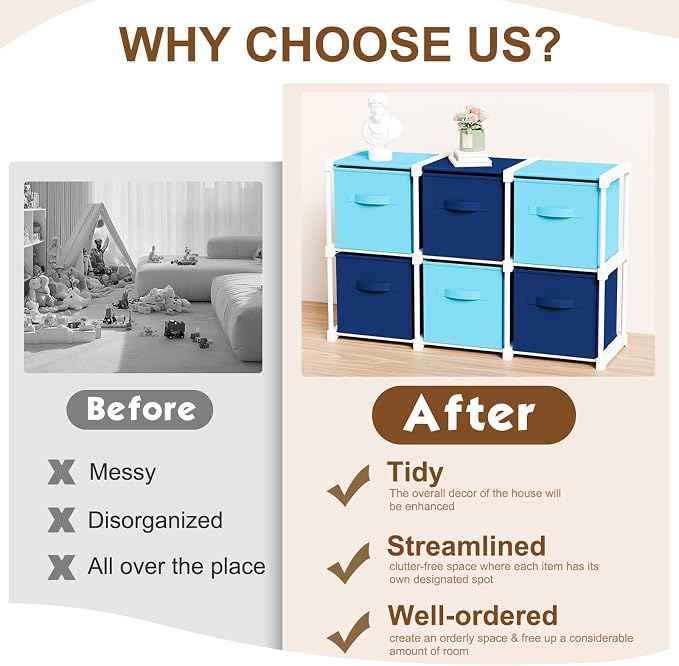 Briwooody 6 Cube Storage Organizer Bins - Image 3