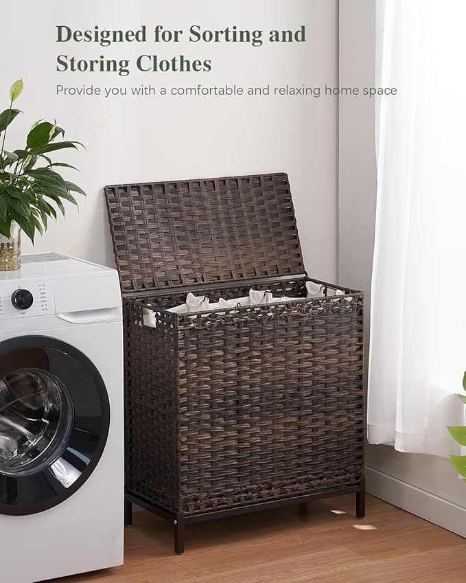 SETVSON Laundry Hamper with Lid 132 L, Clothes Hamper with Lid, Handwoven - Image 6
