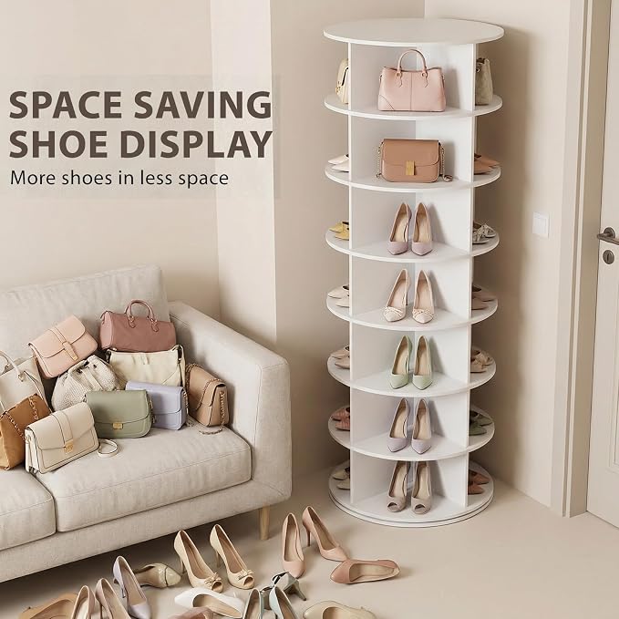 7-Tier Rotating Shoe Rack Tower, 360° Spinning Shoe Storage Organizer, Lazy - Image 4