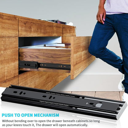 YENUO Push to Open Drawer Slides Full Extension 12–24 Inch 100 LB | Side Mount - Image 6