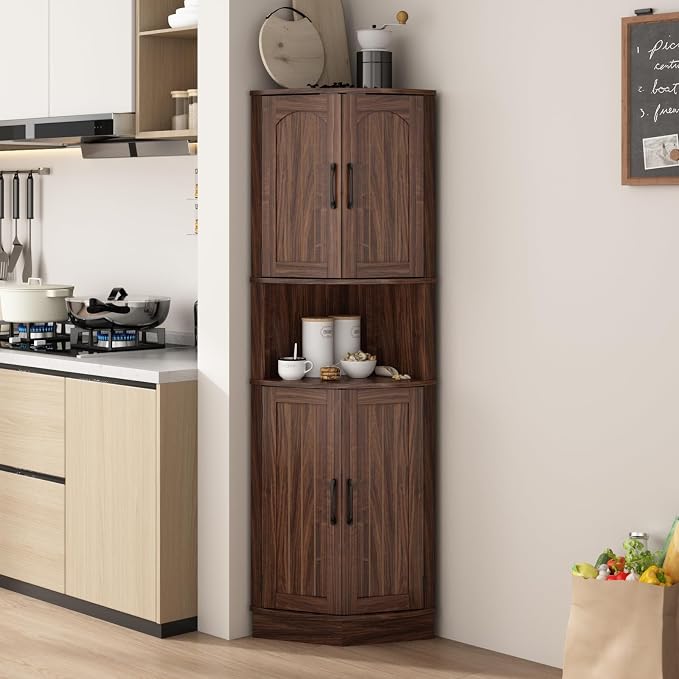 Tall Corner Cabinet, 64.7" Corner Storage Cabinet - Image 4