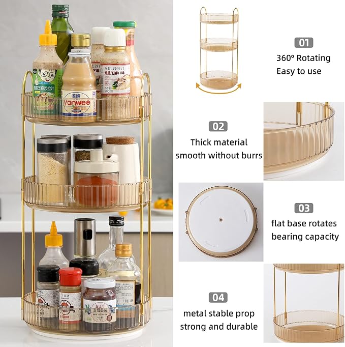 360 Rotating Makeup Organizer for Vanity, Bathroom Countertop Spinning Perfume - Image 4