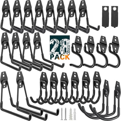 28 Pack Heavy Duty Garage Hooks, Utility Wall Mounted Storage System, by LUPYJI