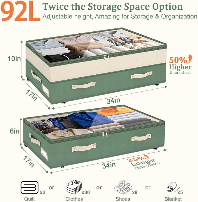 Dolicer 2 Pack Under Bed Storage - Image 3