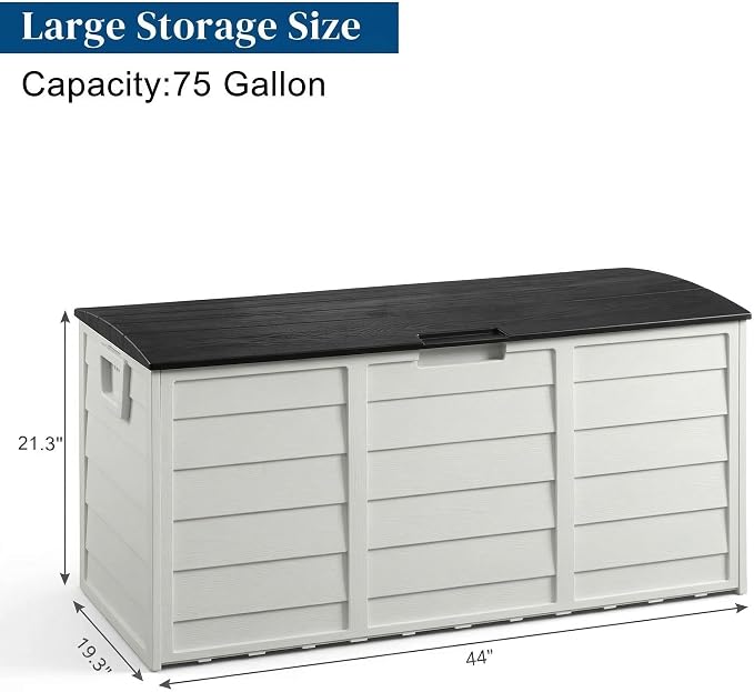 75 Gallon Outdoor Storage Box, 260L Waterproof Resin Deck Box - Image 2